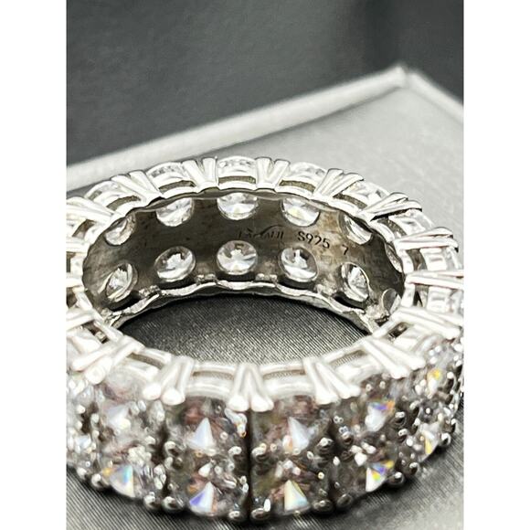 3 Ct Round Cut Simulated Diamond/CZ Eternity Band Ring 925 White Sterling Silver - Picture 5 of 7